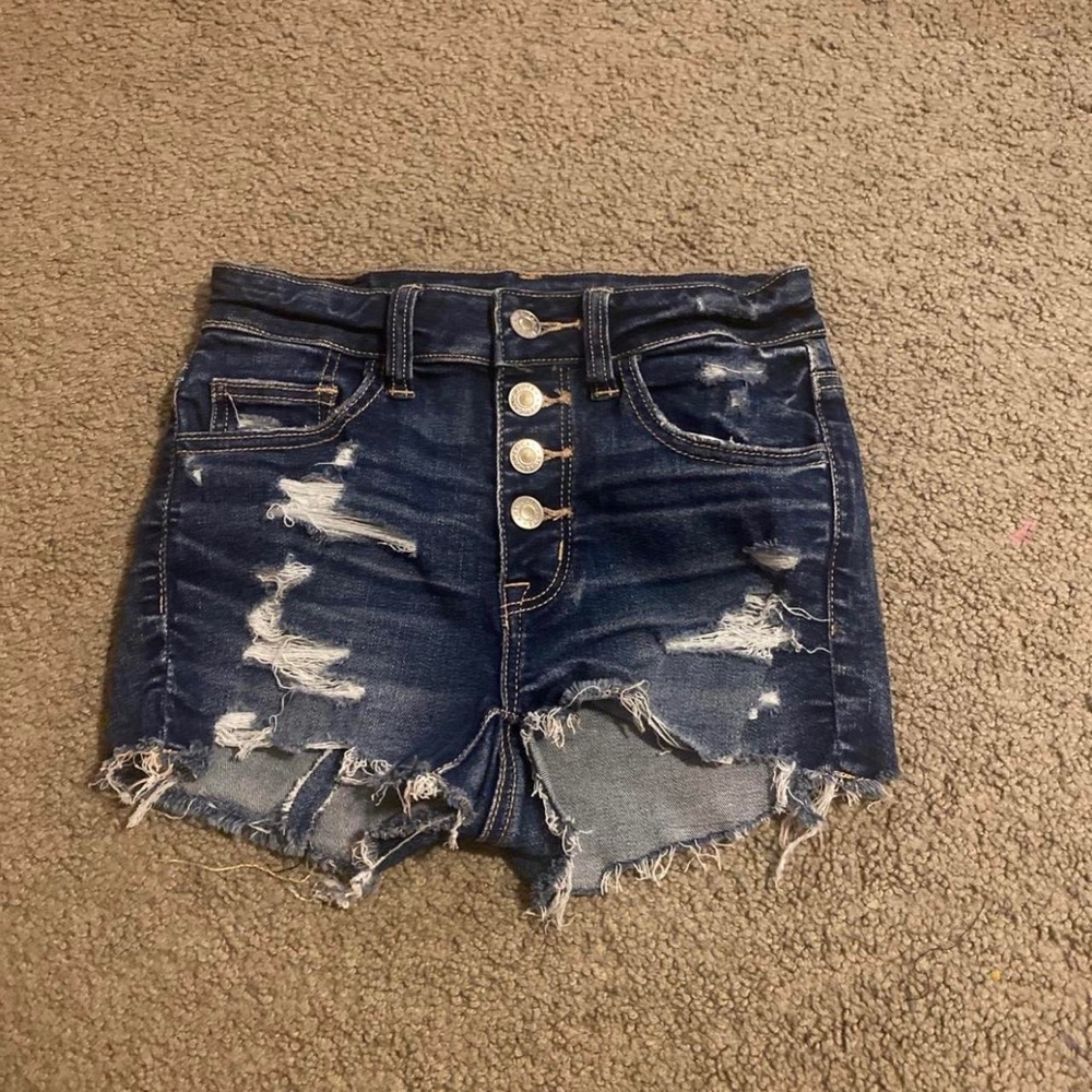 Ripped distressed jean denim shorts